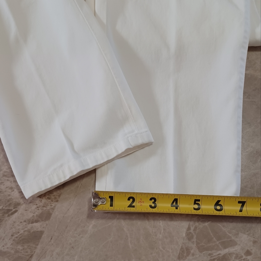 Lauren Ralph Lauren White Straight-Leg Pants with Leather Detail - Size 12 - Picture 11 of 11